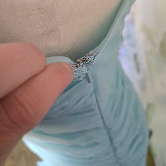 ASOS | Ruched Front High Low Frill Maxi Prom Dress in Aqua sz 2 - Picture 8 of 10